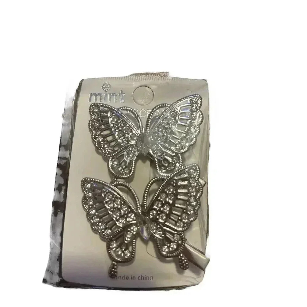 MINT SILVER PLATED BUTTERFLY HAIR ACCESSORY